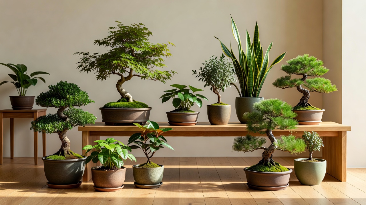 スタジオに置かれた鉢植えの植物